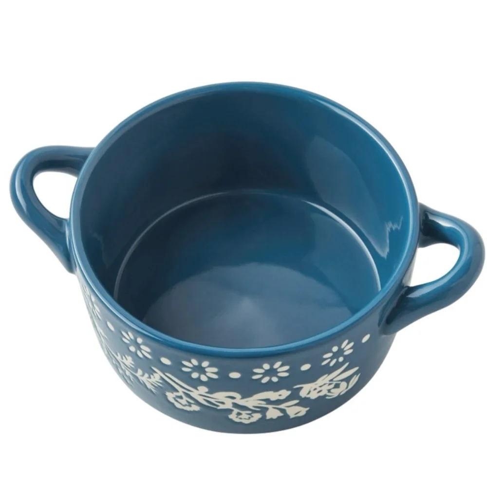 The Pioneer Woman Fancy Flourish Round Ceramic Mini Casserole Dish with Lid.‎